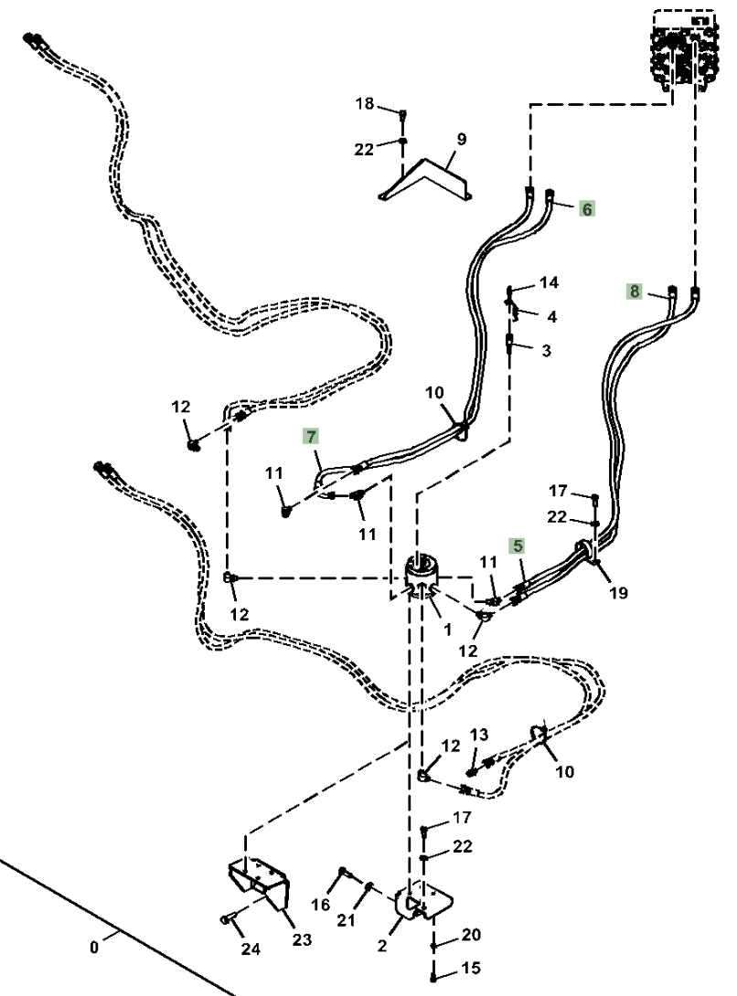 Hitachi ZX290LC-5N installation diagram showing hydraulic hose 4663083 at Pipe No. 7