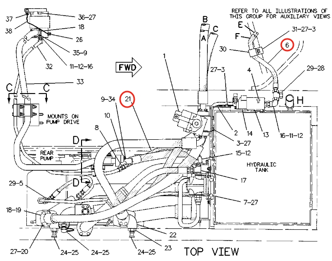 Caterpillar CAT®235D installation diagram showing hydraulic hose 2V-8678 at Pipe No. 6