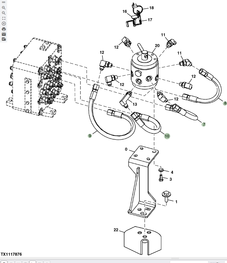 Hitachi ZX135US-5N installation diagram showing hydraulic hose 4687327 at Pipe No. 9