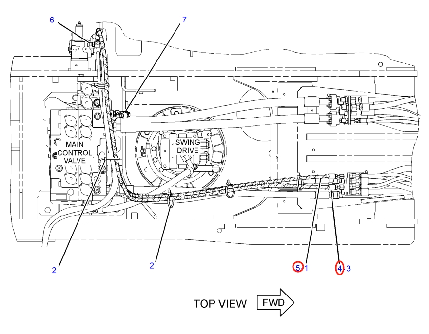 Caterpillar CAT®316F L installation diagram showing hydraulic hose 371-2999 at Pipe No. 4