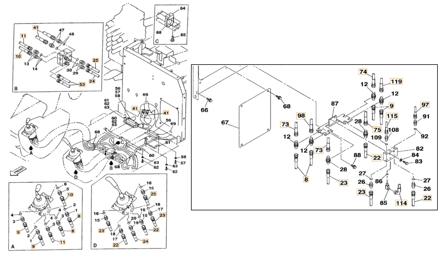Case CX240 installation diagram showing hydraulic hose 159213A1 at Pipe No. 11