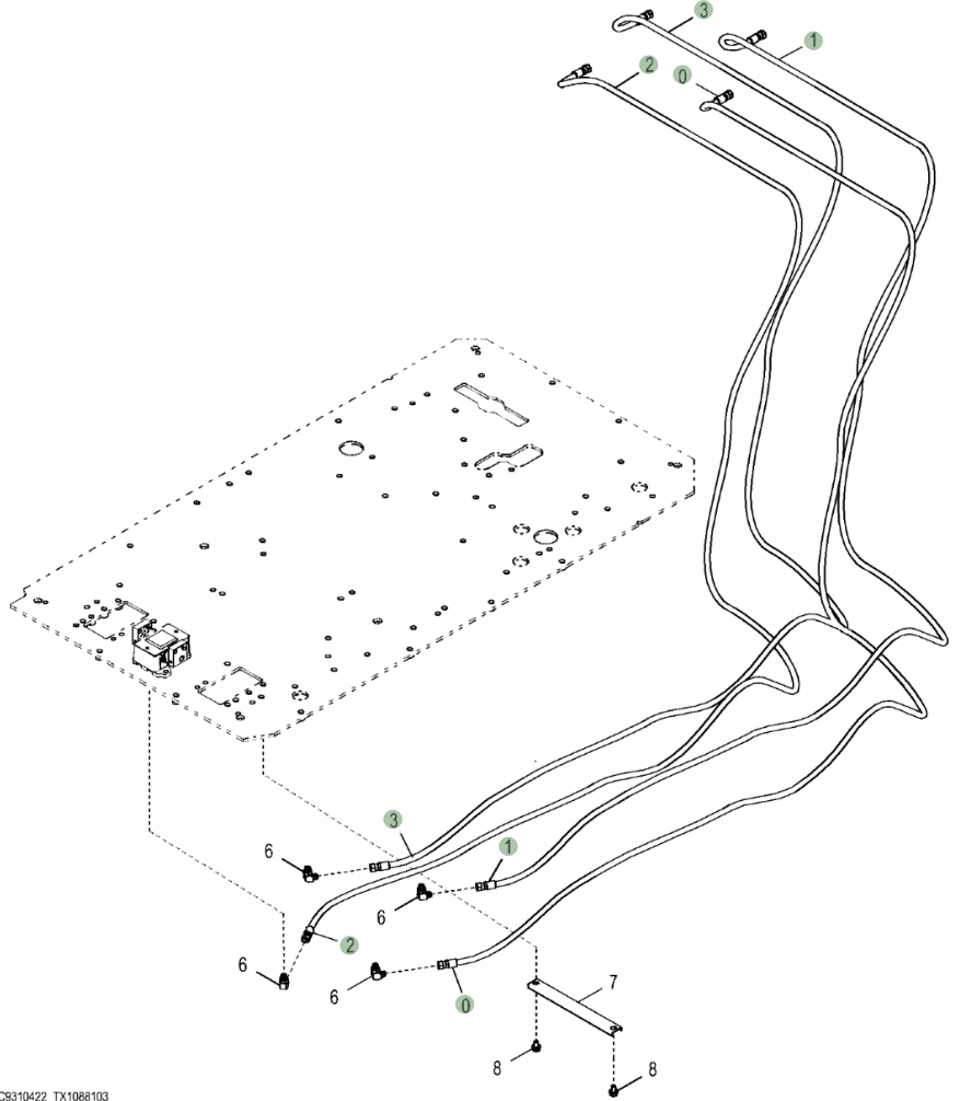 Hitachi ZX470LC-5G installation diagram showing hydraulic hose 4709478 at Pipe No. 0