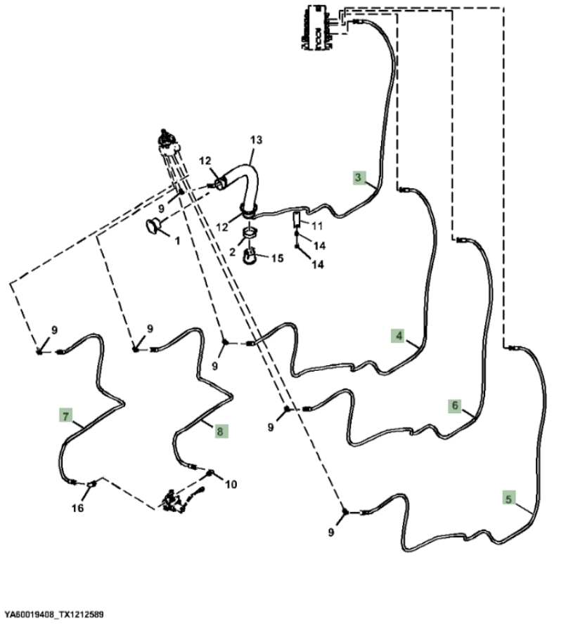 Hitachi ZX370F-LL-6N installation diagram showing hydraulic hose 4713021 at Pipe No. 7