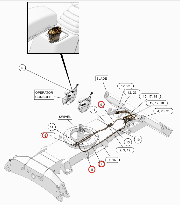 Caterpillar CAT®M315F installation diagram showing hydraulic hose 458-8545 at Pipe No. 8