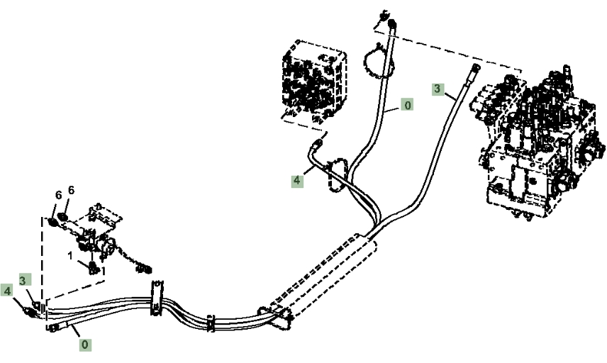 Hitachi ZX135US-6N installation diagram showing hydraulic hose 4685578 at Pipe No. 0