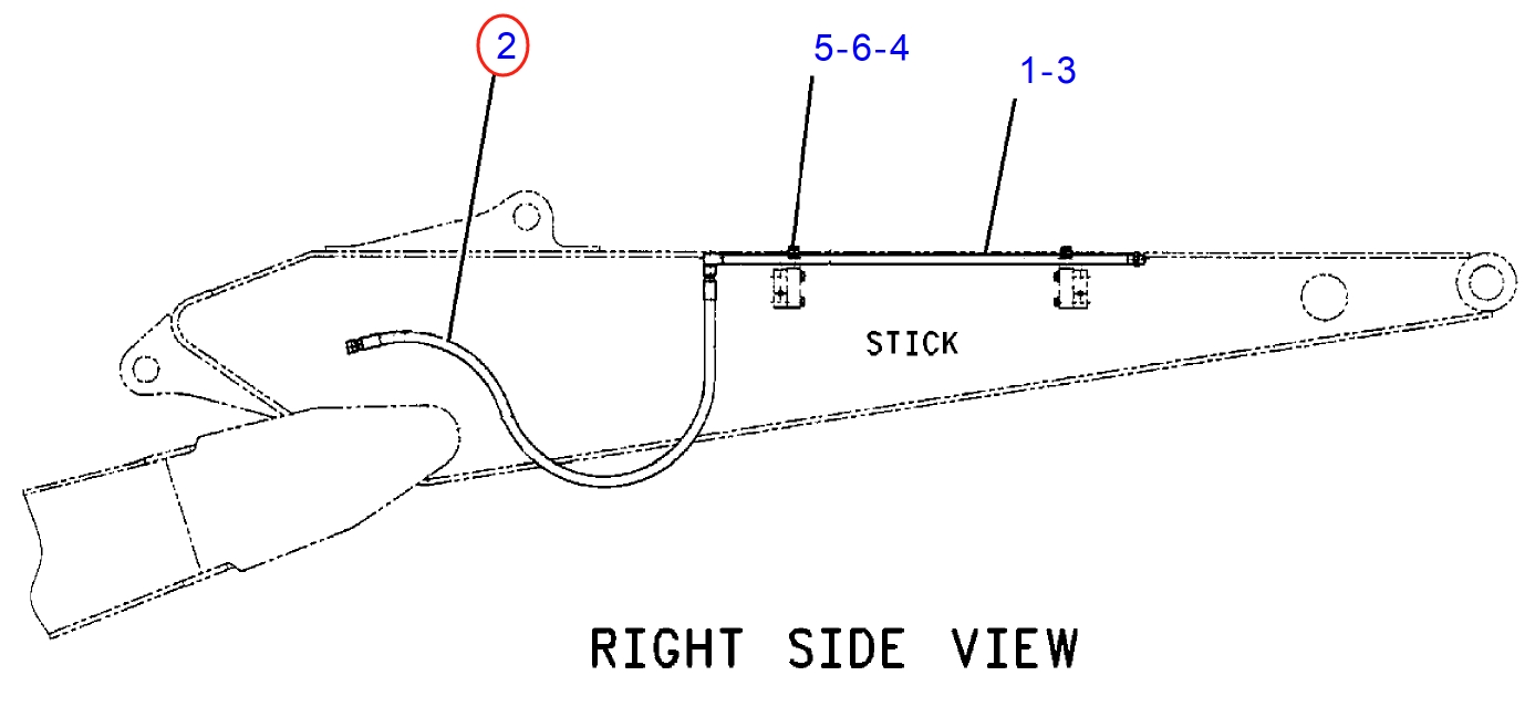 Caterpillar CAT®312C L installation diagram showing hydraulic hose 173-7910 at Pipe No. 2
