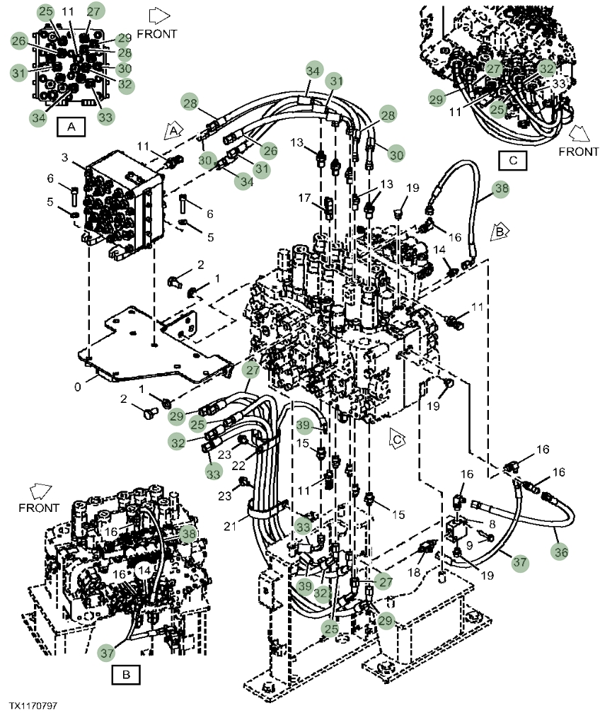 Hitachi ZX230W-5N installation diagram showing hydraulic hose 4630941 at Pipe No. 28
