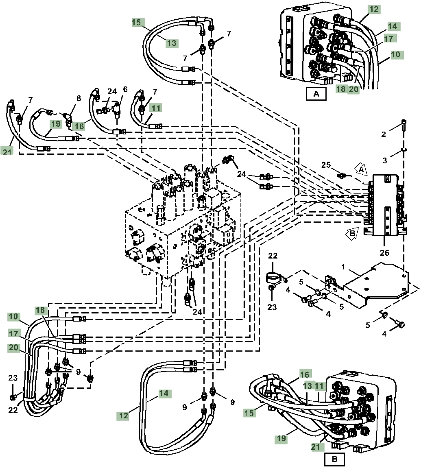 Hitachi ZX350LC-5A installation diagram showing hydraulic hose 4630935 at Pipe No. 17