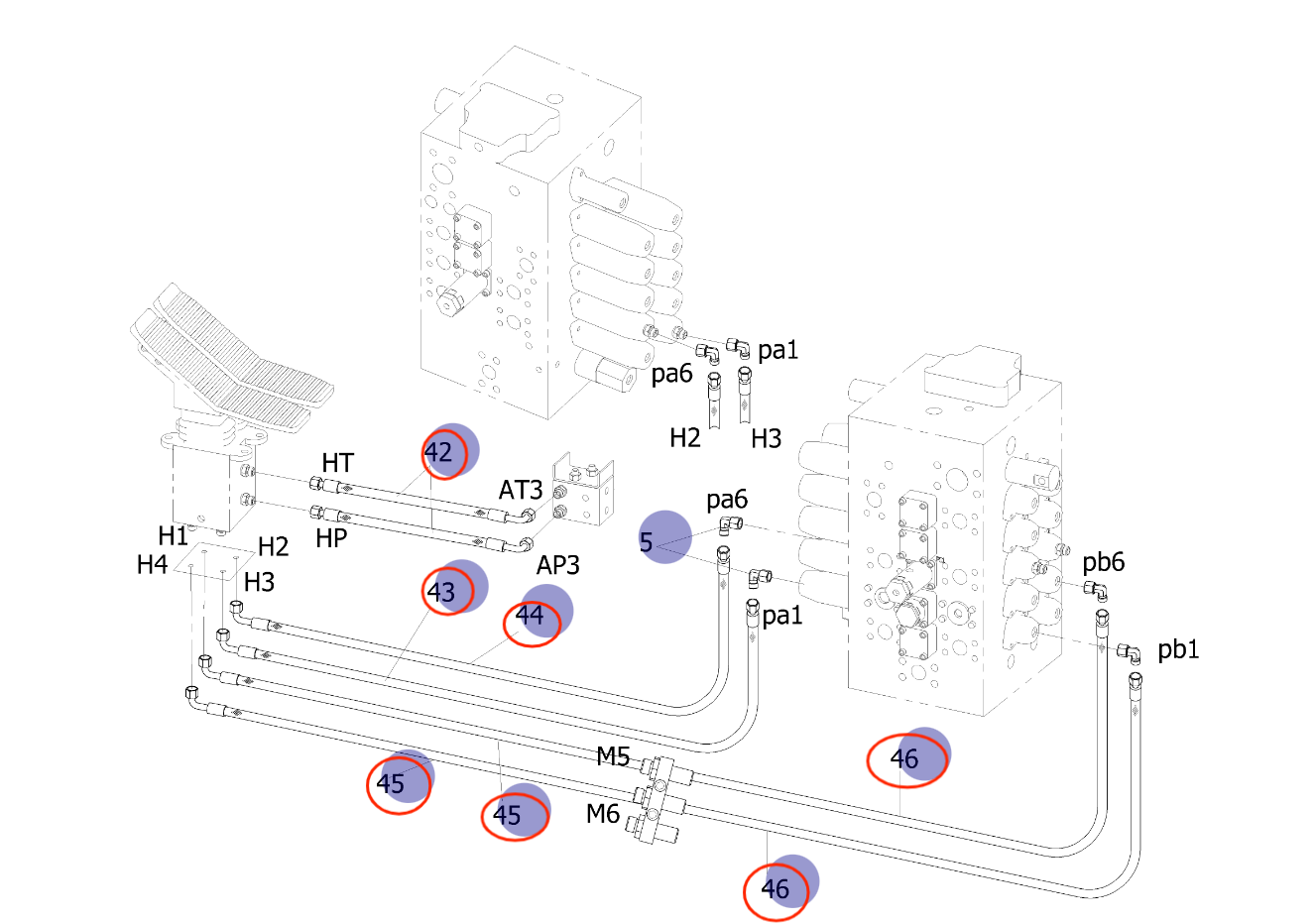 Sunward SWE150E installation diagram showing hydraulic hose 730502000380 at Pipe No. 42