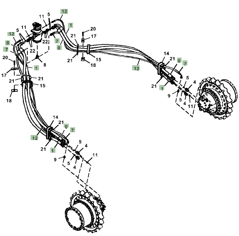 Hitachi ZX290LC-5G installation diagram showing hydraulic hose 4635305 at Pipe No. 1