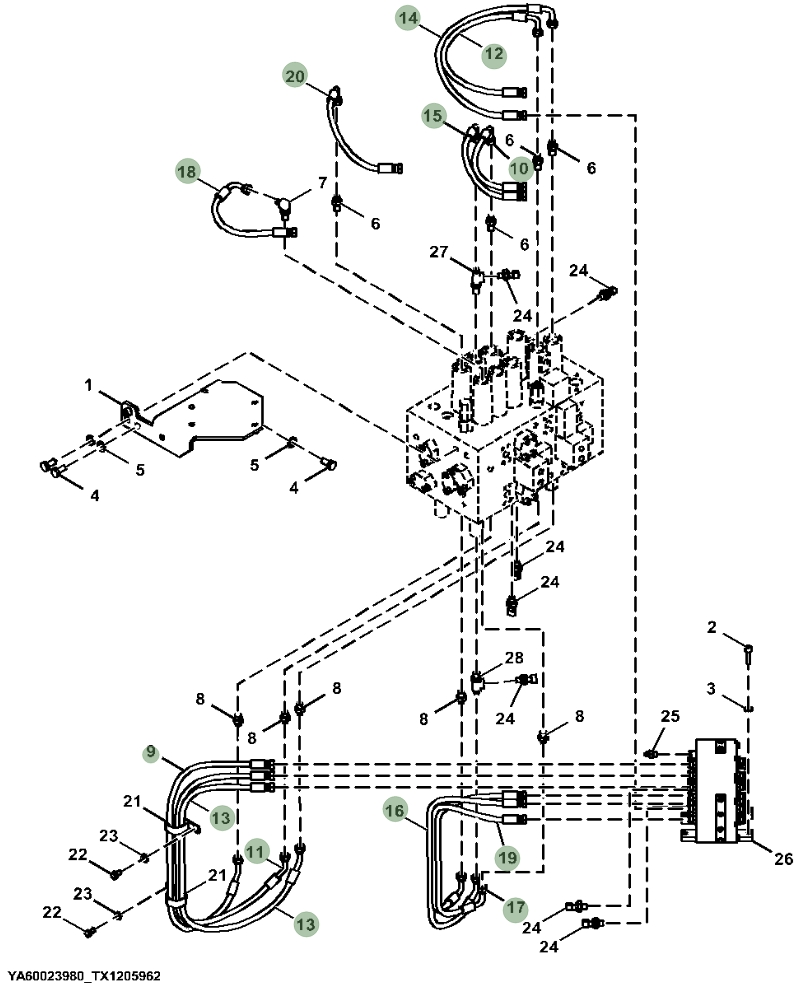 Hitachi ZX160LC-6N installation diagram showing hydraulic hose 4630939 at Pipe No. 15