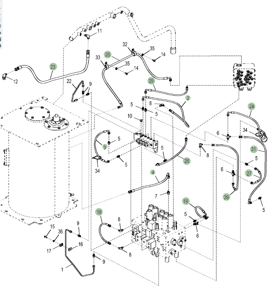 Hitachi ZX290LC-5G installation diagram showing hydraulic hose 4249348 at Pipe No. 2