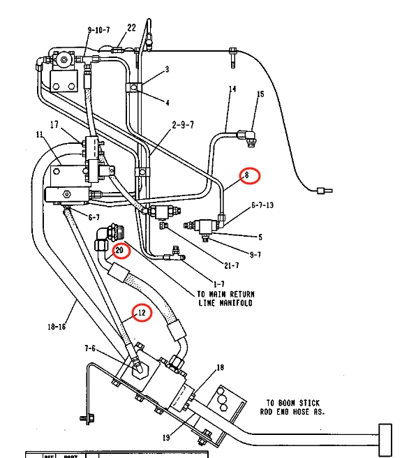 Caterpillar CAT®215B installation diagram showing hydraulic hose 9D-5861 at Pipe No. 12