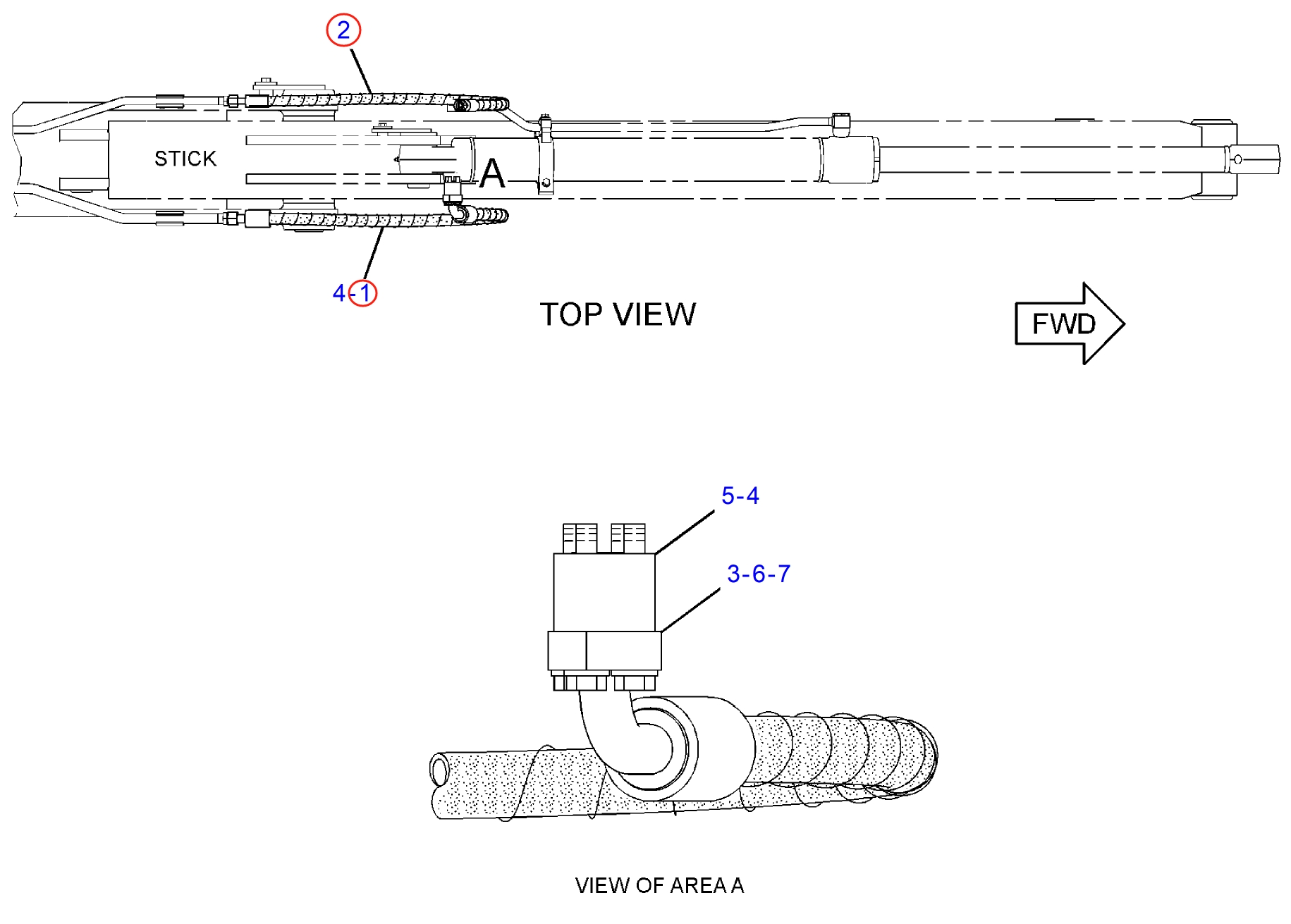 Caterpillar CAT®313D2-GC installation diagram showing hydraulic hose 124-0838 at Pipe No. 2