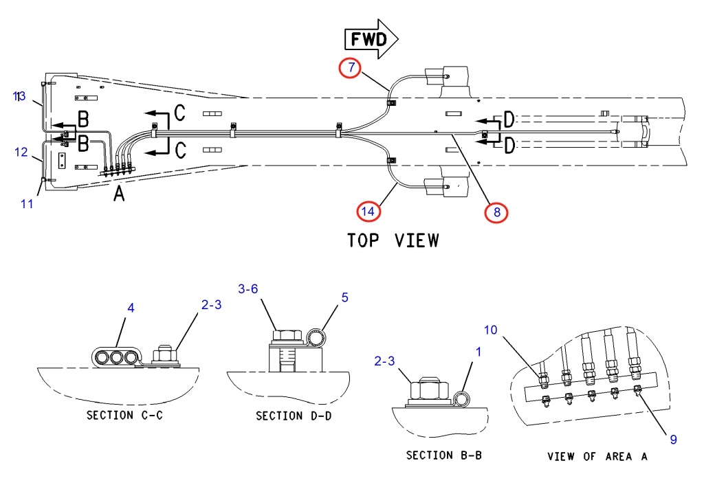 Caterpillar CAT®318D2 L installation diagram showing hydraulic hose 134-9137 at Pipe No. 8