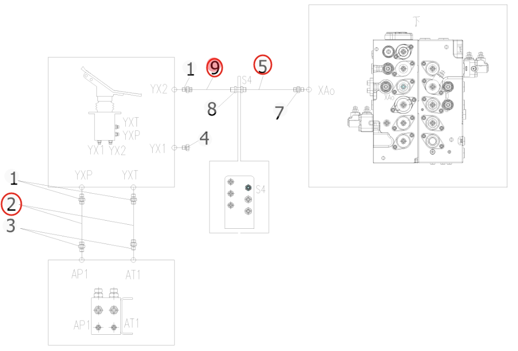 Sunward SWE205E-3H installation diagram showing hydraulic hose 730502003778 at Pipe No. 2