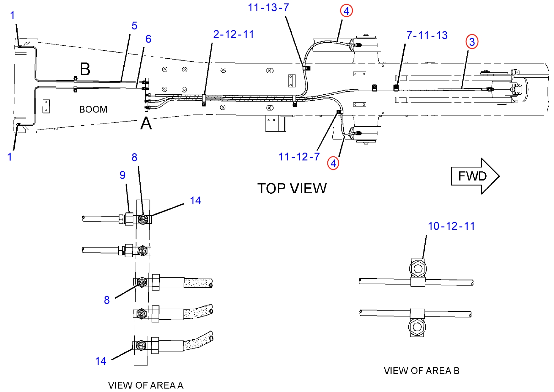 Caterpillar CAT®314F CR installation diagram showing hydraulic hose 315-0922 at Pipe No. 4