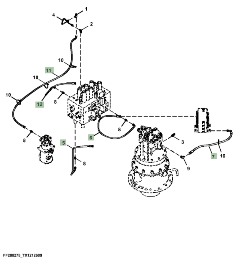 Hitachi ZX370FLC-FE-6N installation diagram showing hydraulic hose 4648912 at Pipe No. 6