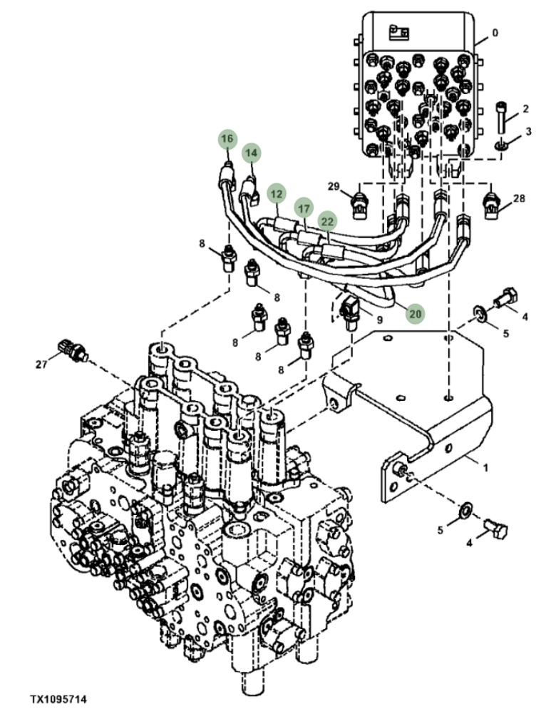 Hitachi ZX290F-3 installation diagram showing hydraulic hose 4630941 at Pipe No. 14