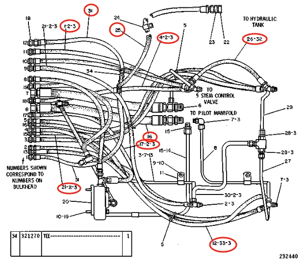Caterpillar CAT®215 installation diagram showing hydraulic hose 5C-3426 at Pipe No. 16