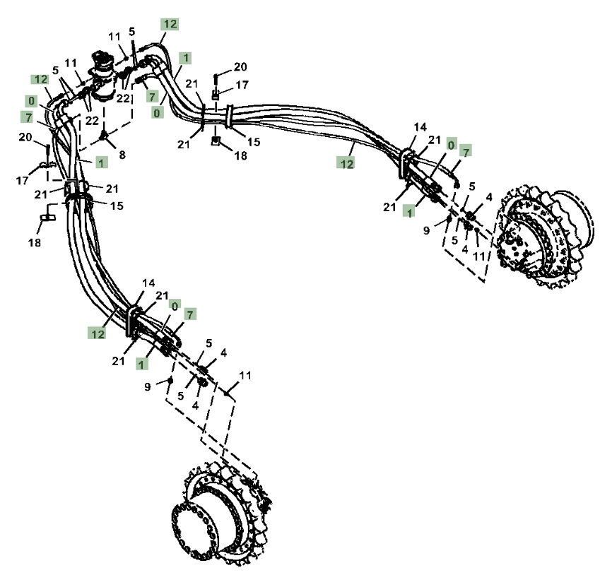 Hitachi ZX380LC-6N installation diagram showing hydraulic hose 4635303 at Pipe No. 0