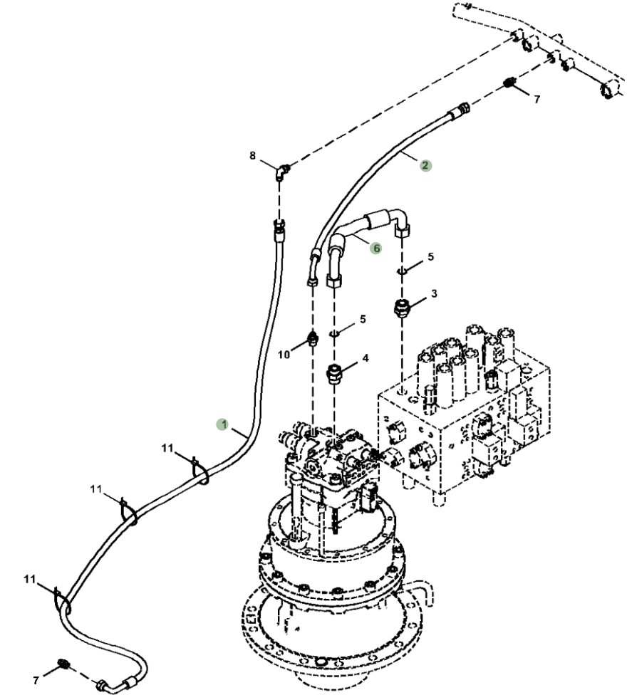 Hitachi ZX290LC-5G installation diagram showing hydraulic hose 4286505 at Pipe No. 2