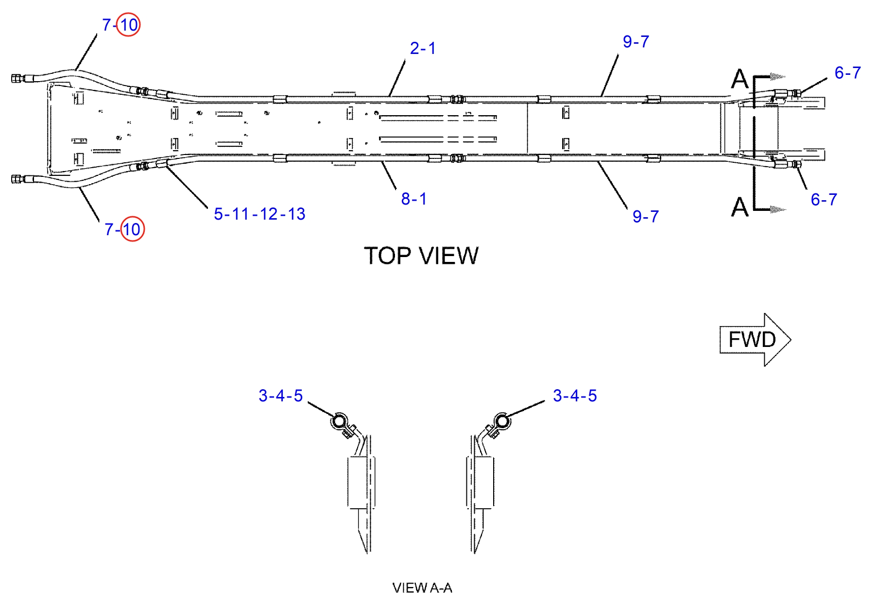 Caterpillar CAT®312C installation diagram showing hydraulic hose 109-6072 at Pipe No. 10