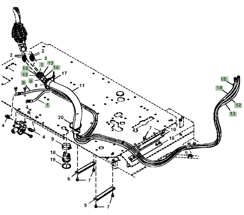 Hitachi ZX290LC-5G installation diagram showing hydraulic hose 4681879 at Pipe No. 14