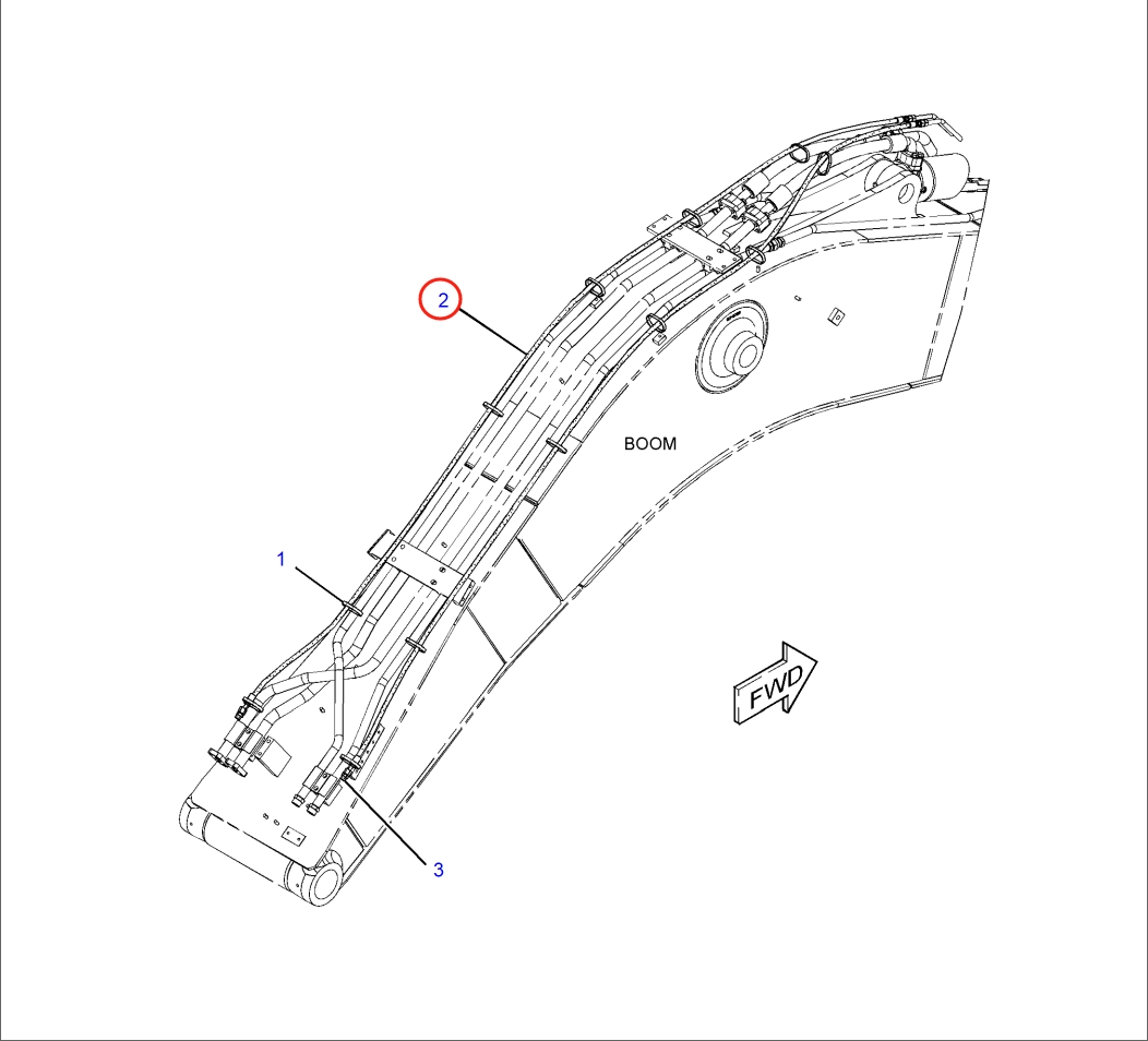 Caterpillar CAT®316E L installation diagram showing hydraulic hose 212-5149 at Pipe No. 2