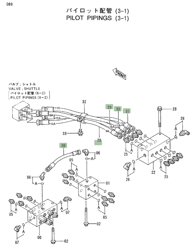 Hitachi EX400LC-3C installation diagram showing hydraulic hose 4366751 at Pipe No. 31
