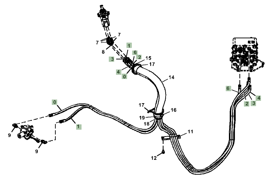 Hitachi ZX130-6N installation diagram showing hydraulic hose 4438266 at Pipe No. 6