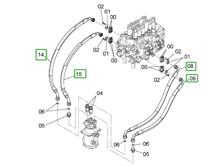 Hitachi ZX160LC-3 installation diagram showing hydraulic hose 4643291 at Pipe No. 9A