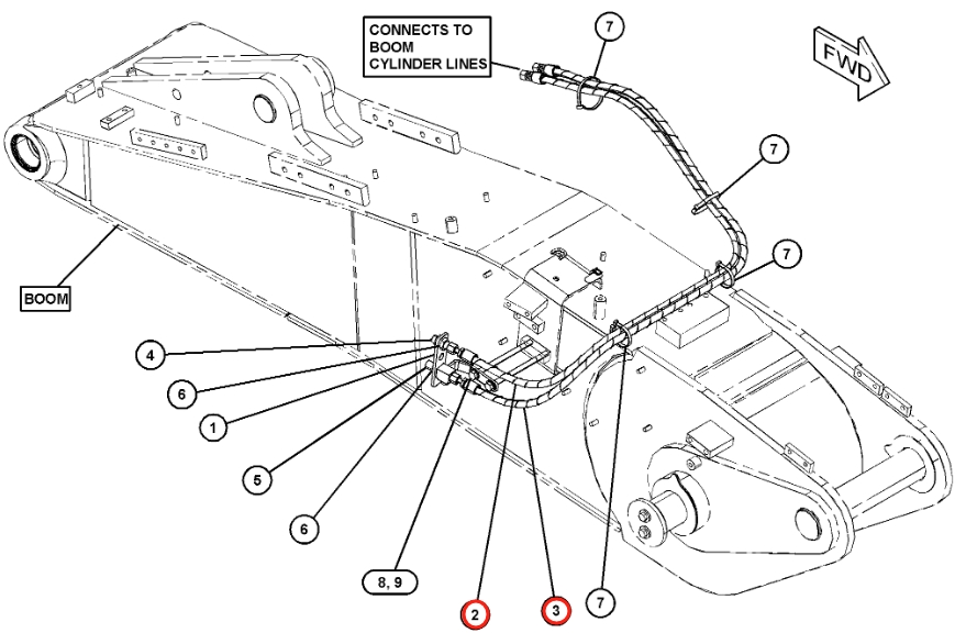 Caterpillar CAT®314E LCR installation diagram showing hydraulic hose 416-1792 at Pipe No. 2
