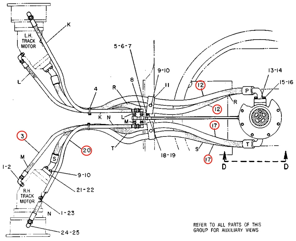 Caterpillar CAT®229 installation diagram showing hydraulic hose 6W-1395 at Pipe No. 3