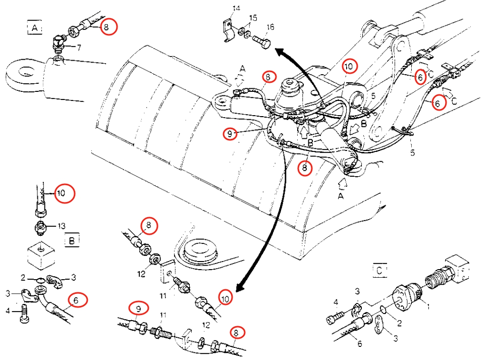 Caterpillar CAT®213B installation diagram showing hydraulic hose 8U-2679 at Pipe No. 8