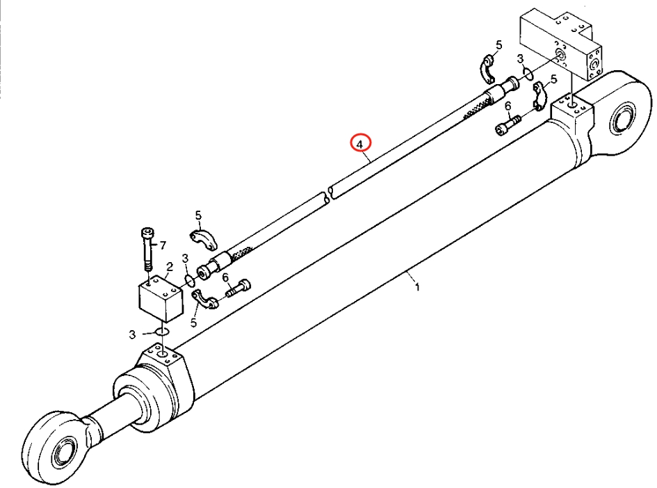 Caterpillar CAT®224B installation diagram showing hydraulic hose 8U-4200 at Pipe No. 4