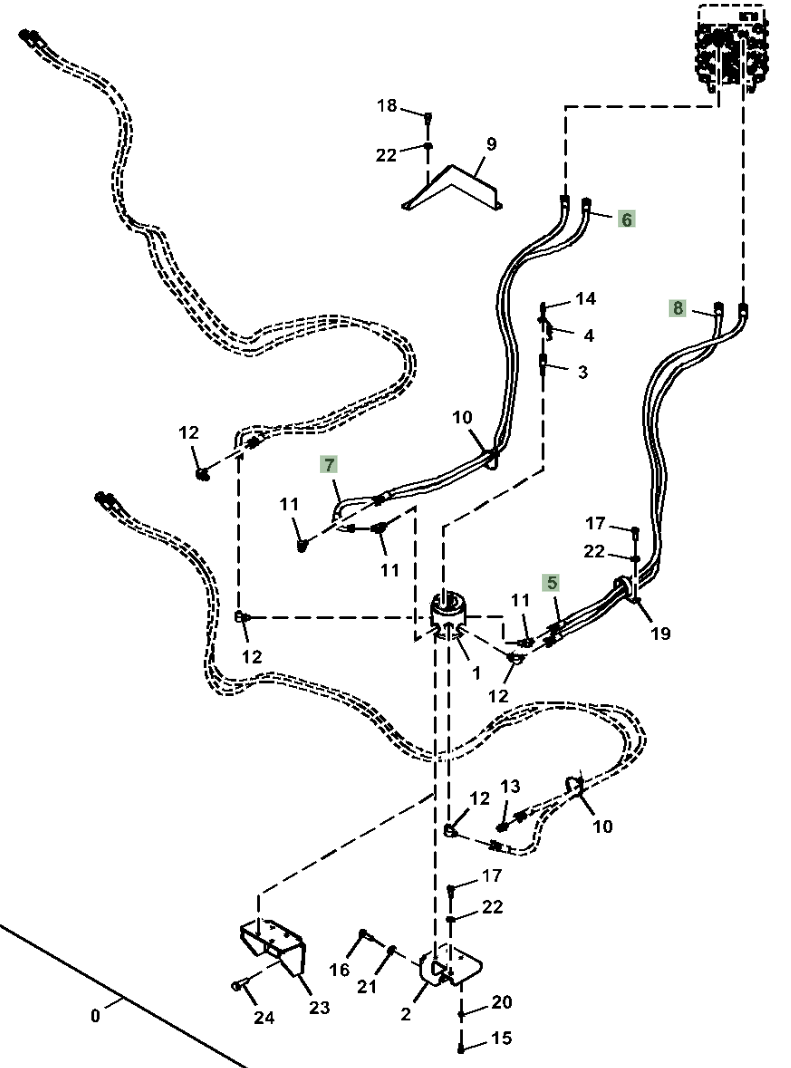 Hitachi ZX210LC-5N installation diagram showing hydraulic hose 4663083 at Pipe No. 7