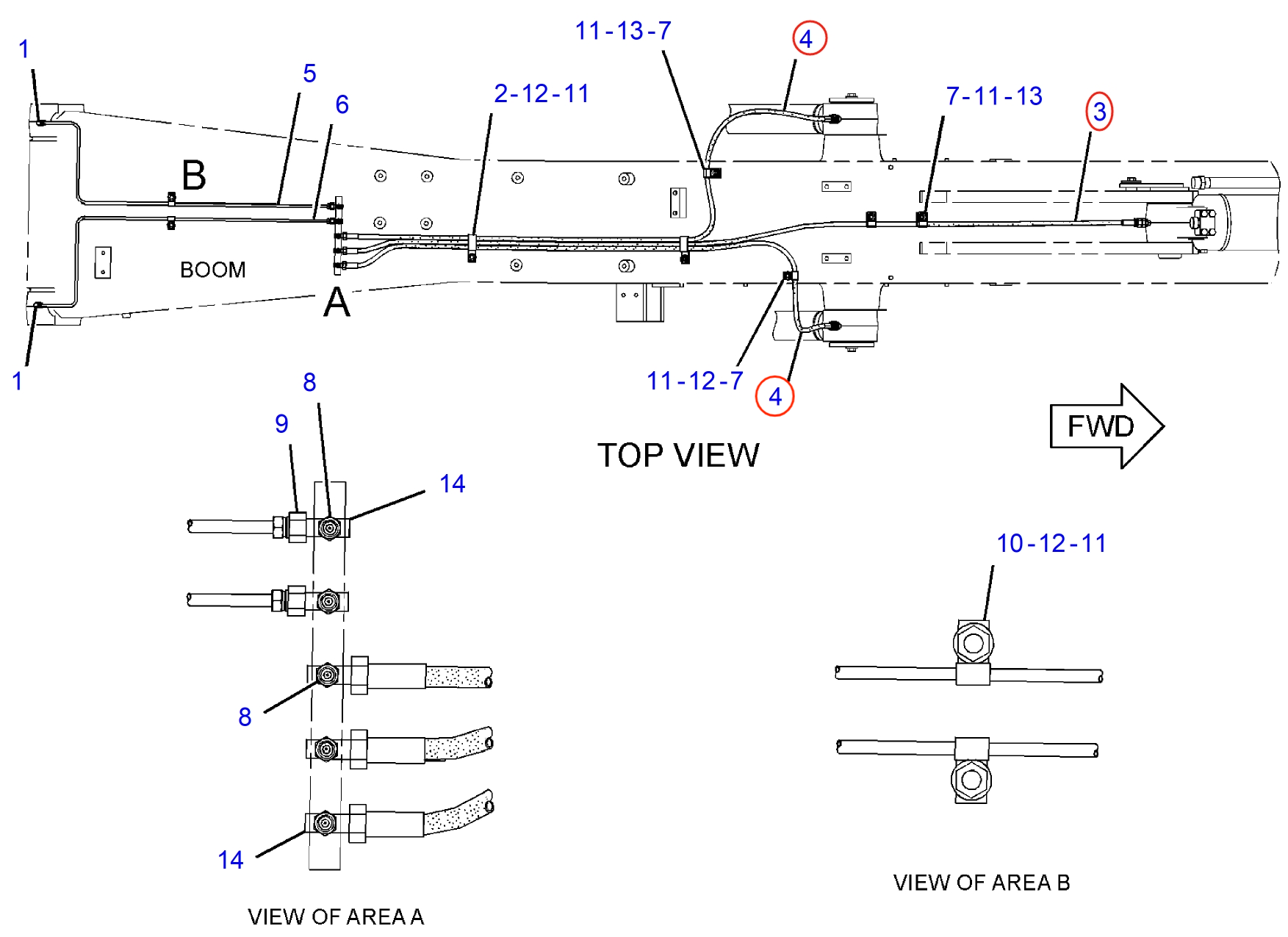 Caterpillar CAT®314D LCR installation diagram showing hydraulic hose 315-0922 at Pipe No. 4
