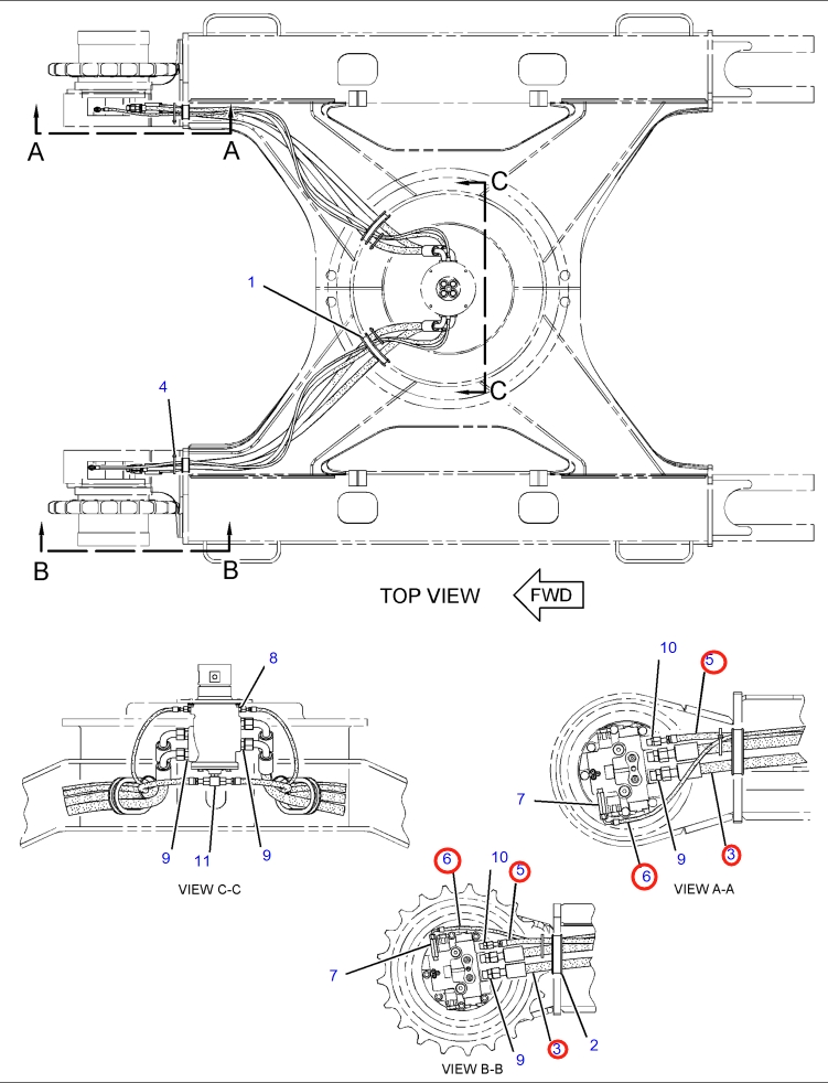 Caterpillar CAT®315F LCR installation diagram showing hydraulic hose 179-7778 at Pipe No. 5