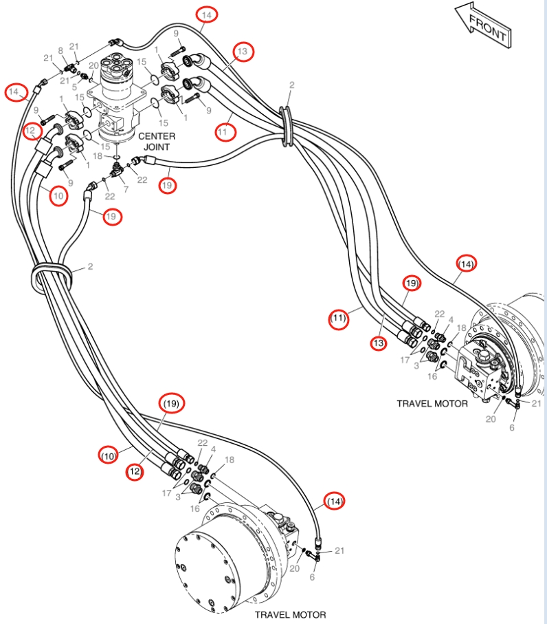Doosan DX160LC-3 installation diagram showing hydraulic hose DS2017104 at Pipe No. 12
