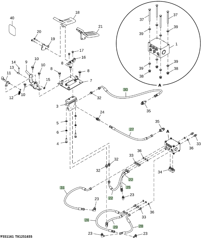 Hitachi ZX380LC-6N installation diagram showing hydraulic hose 4689854 at Pipe No. 27