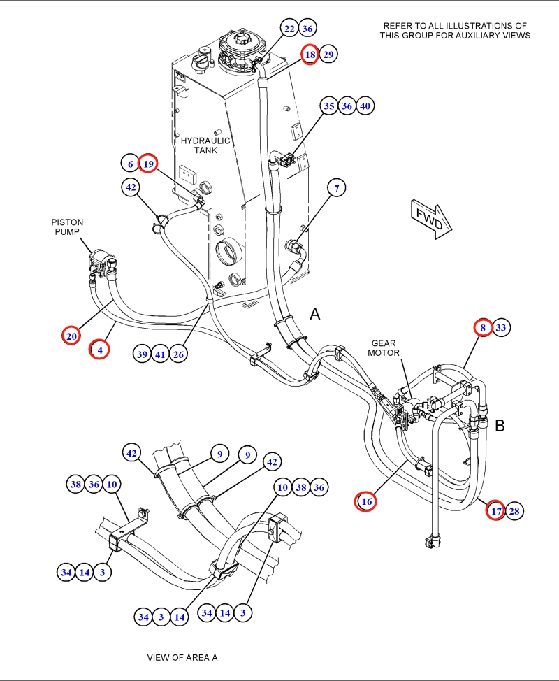 Caterpillar CAT®M317F installation diagram showing hydraulic hose 141-9888 at Pipe No. 4