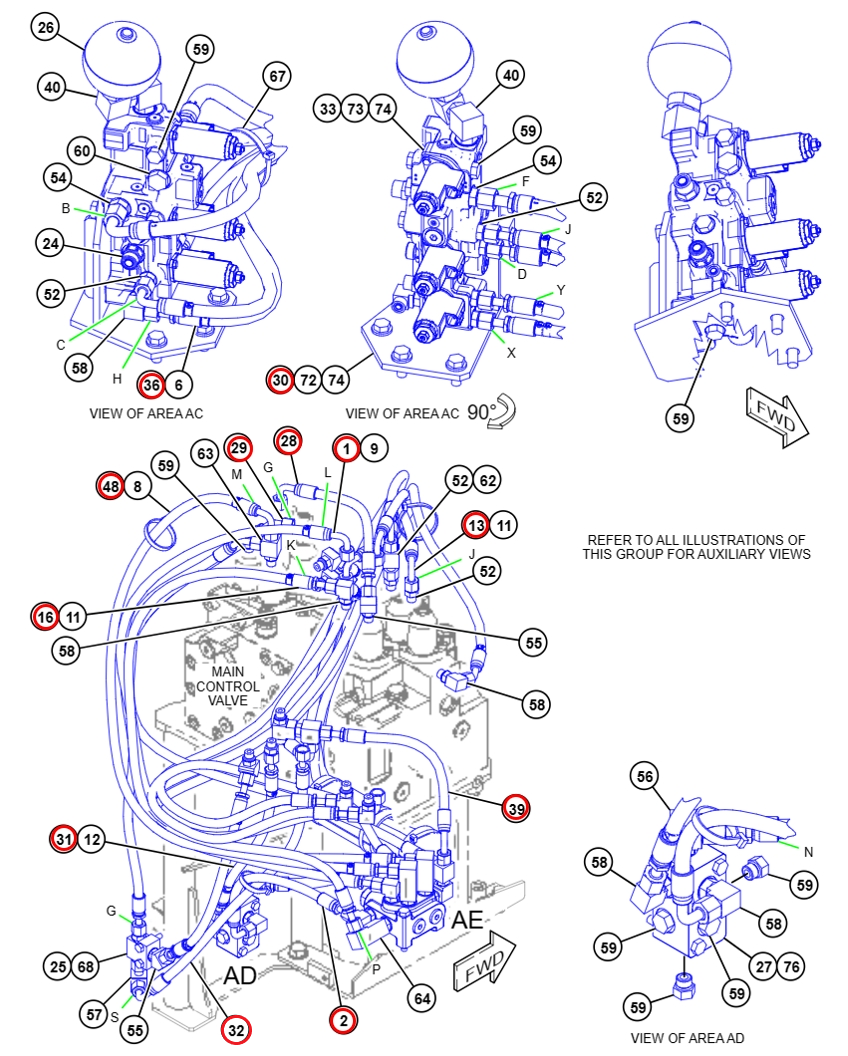 Caterpillar CAT®313D2 LGP installation diagram showing hydraulic hose 104-8950 at Pipe No. 16