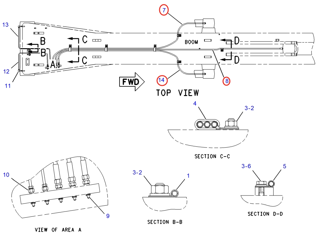 Caterpillar CAT®316F installation diagram showing hydraulic hose 134-9137 at Pipe No. 8