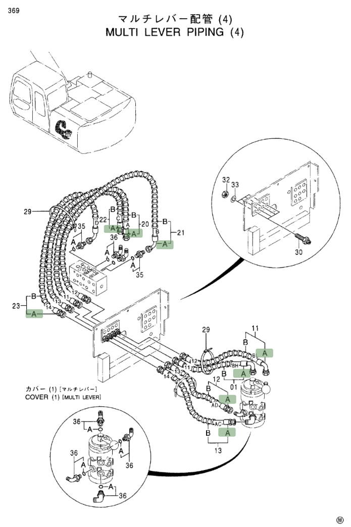 Hitachi EX160LC-5 installation diagram showing hydraulic hose 4384501 at Pipe No. 12A