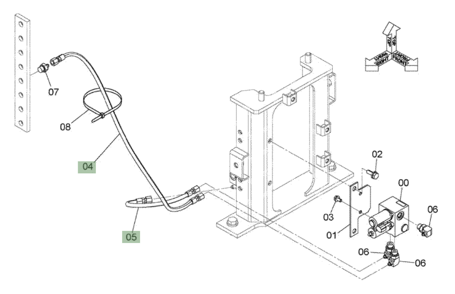 Hitachi ZX210W-3 installation diagram showing hydraulic hose 4452733 at Pipe No. 5