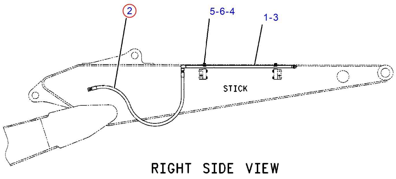 Caterpillar CAT®315C installation diagram showing hydraulic hose 193-6613 at Pipe No. 2