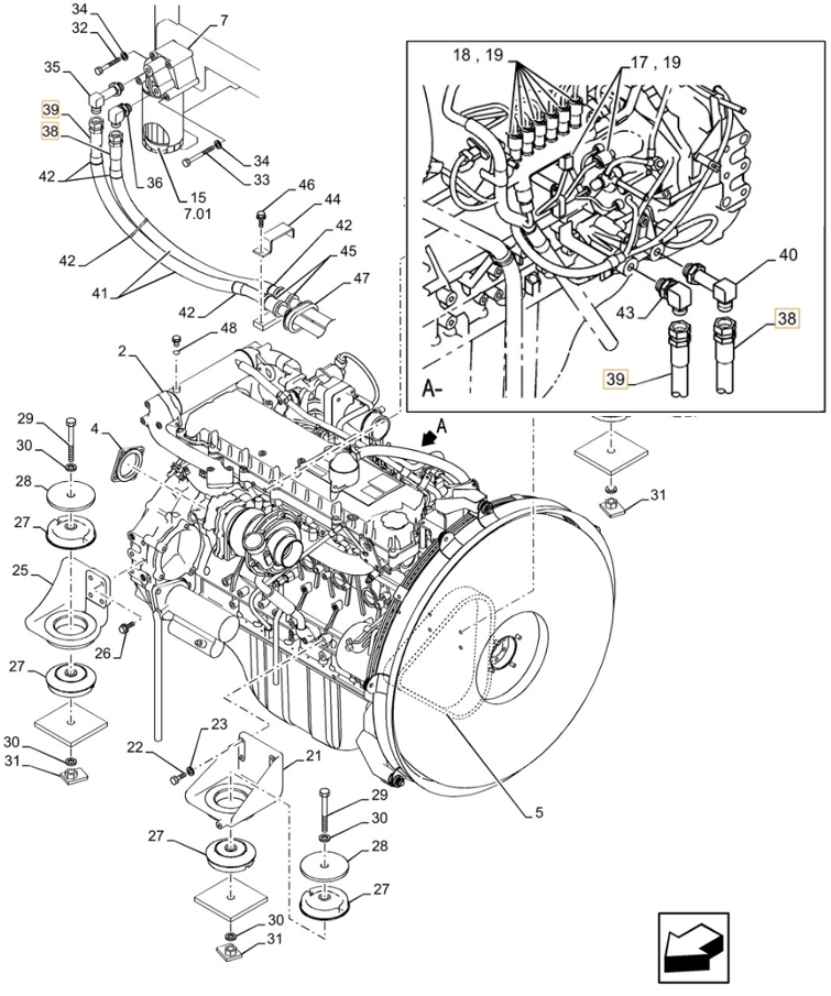 Case CX350C installation diagram showing hydraulic hose KSH1054 at Pipe No. 38