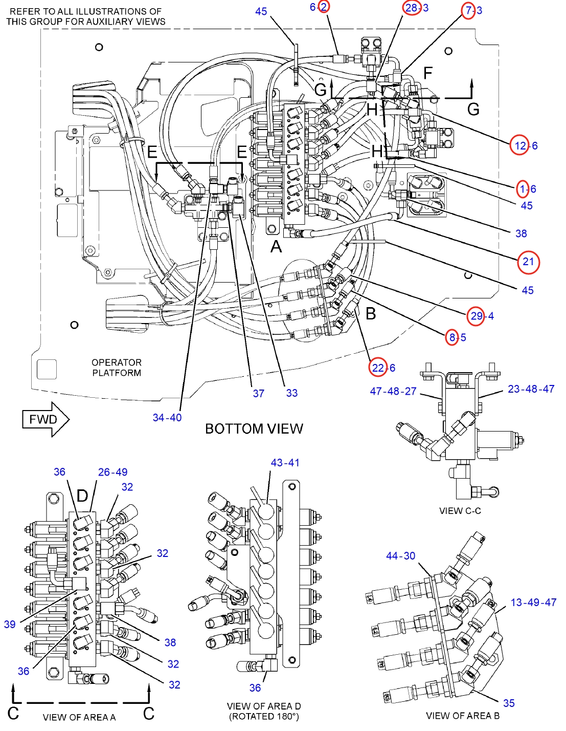 Caterpillar CAT®314E LCR installation diagram showing hydraulic hose 393-1251 at Pipe No. 29