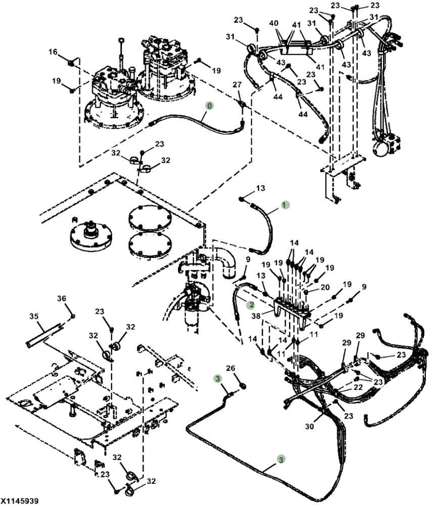 Hitachi ZX870LC-5A installation diagram showing hydraulic hose 4715797 at Pipe No. 2